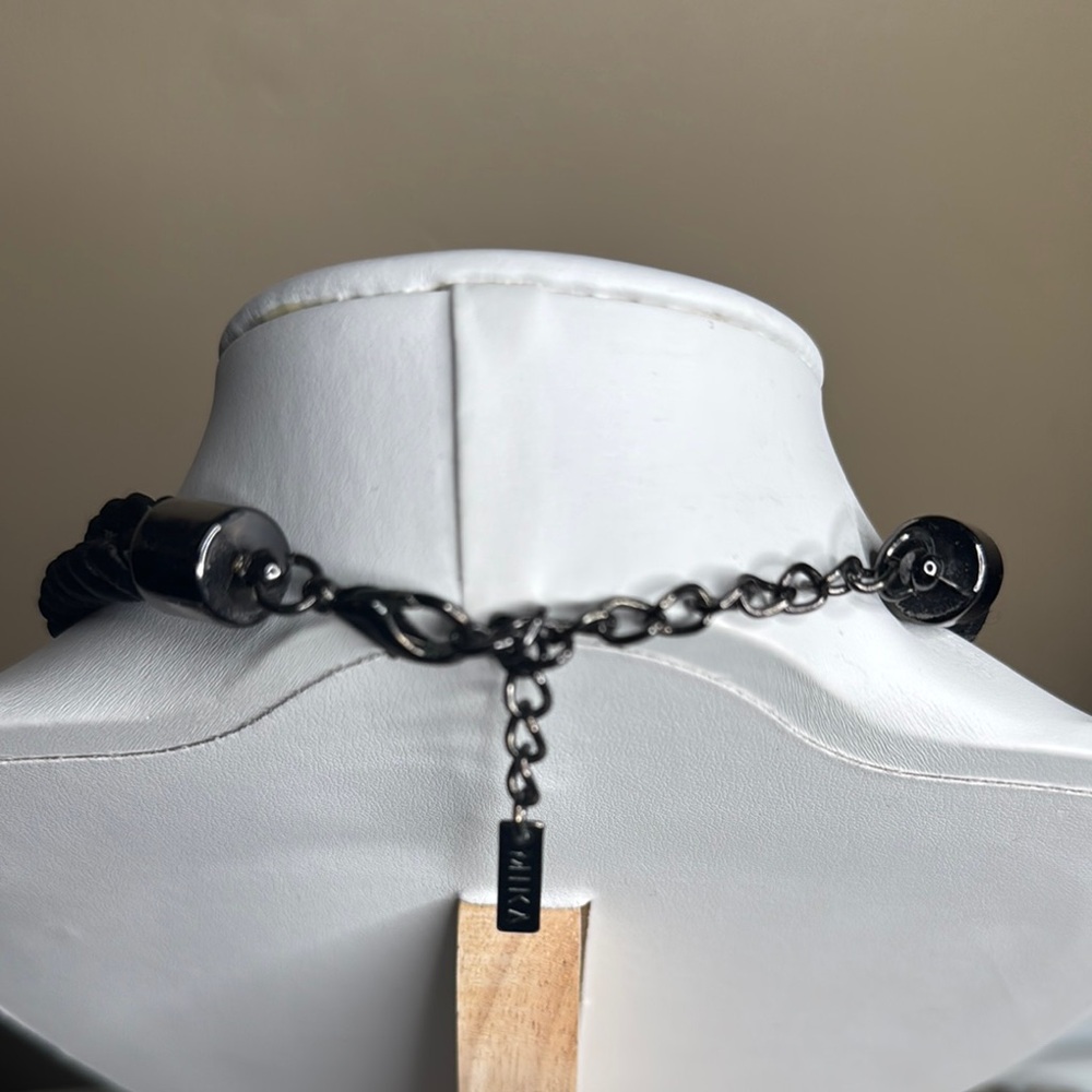 Mika Black Tassel Bib Chunky Statement Necklace - Picture 5 of 6